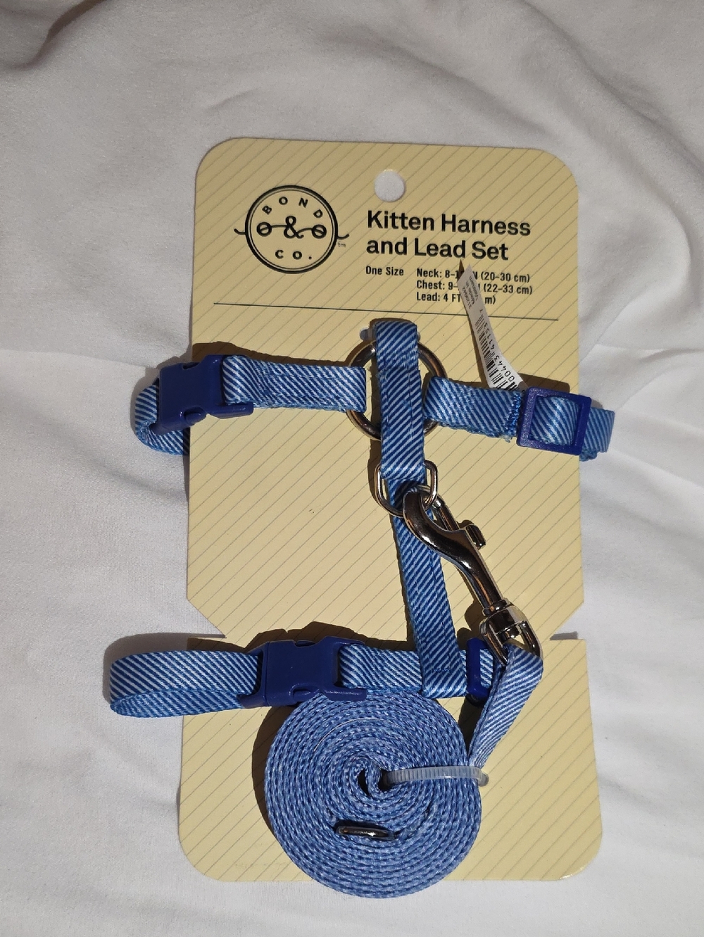 Bond & Co Blue Kitten Harness and Lead Set with Clip Neck 8-12 Inches